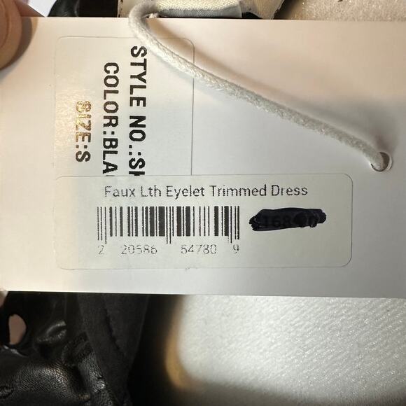 Stellah NWT $168 Small Black Faux Leather Goth Punk Alt Eyelet Babydoll Dress - Picture 13 of 14